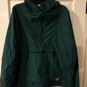 LL BEAN Vintage Jacket Men Large Green  Windbreaker Rain Half Zip